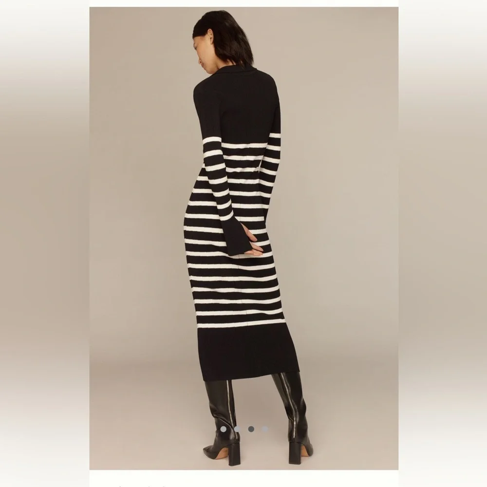 NWT English factory Black and White Striped Dress - Picture 3 of 6